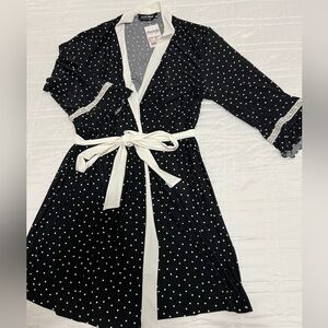 Studio Donatella black & white polka dot robe, size L/XL, NWT